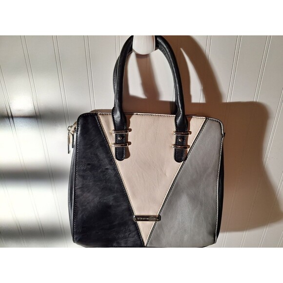 Steve Madden Handbag Top‎ Handles Black & White Faux Leather Womens - Picture 2 of 9